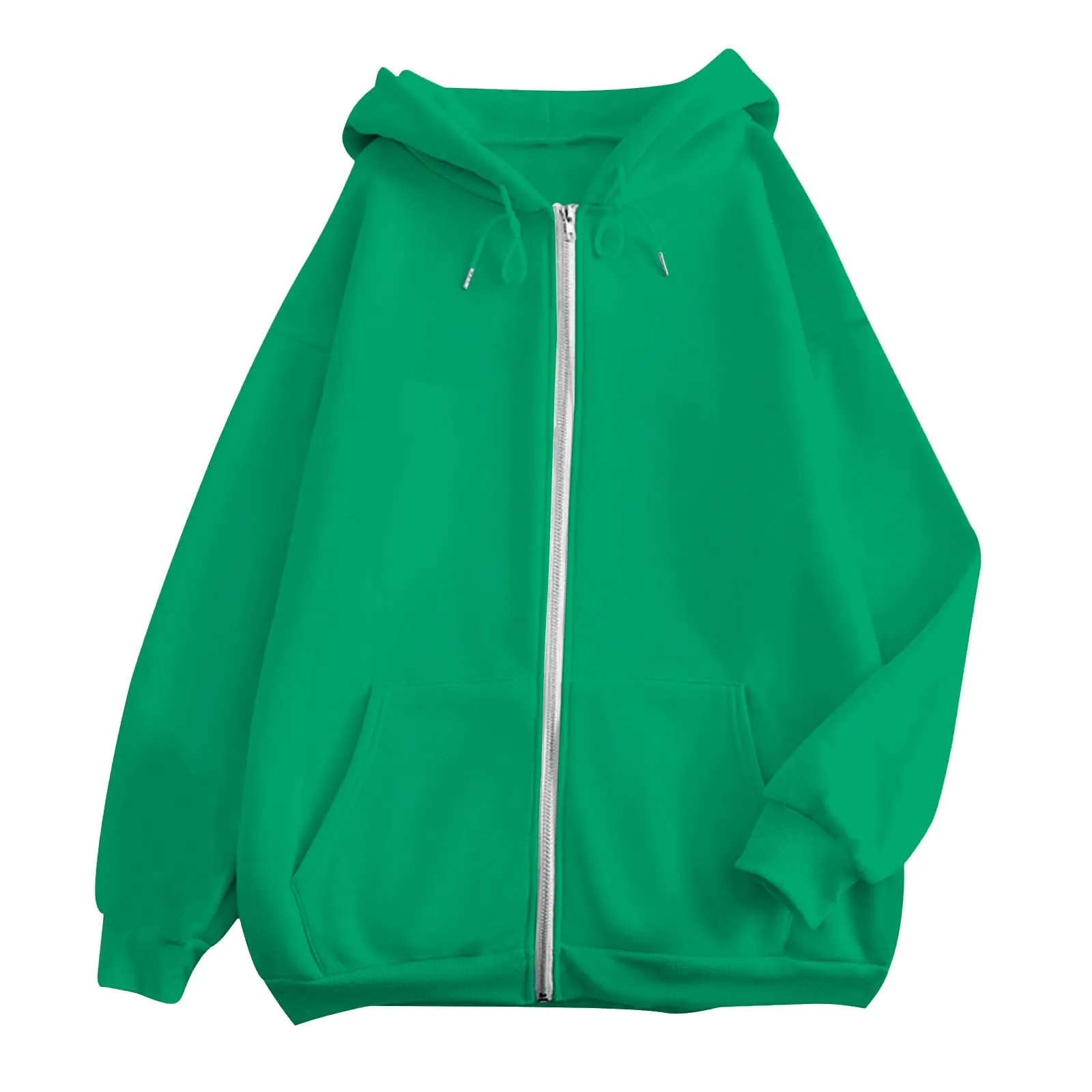 Viunychn Felpa Donna con Zip e Cappuccio in Cotone, Oversize, Tinta Unita - immagine 2
