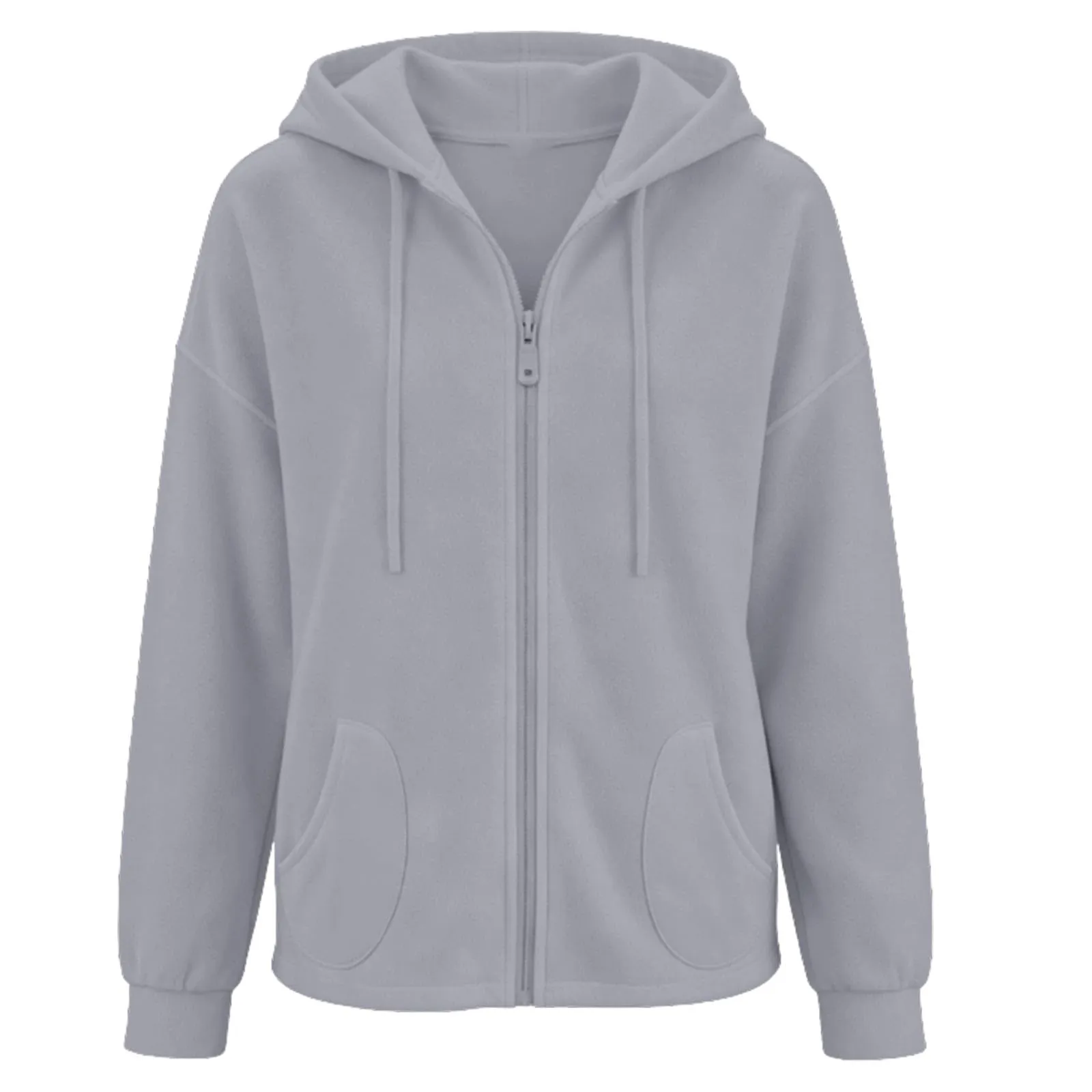 Viunychn Felpa Donna con Zip e Cappuccio in Cotone, Taglia L, Grigio - immagine 7