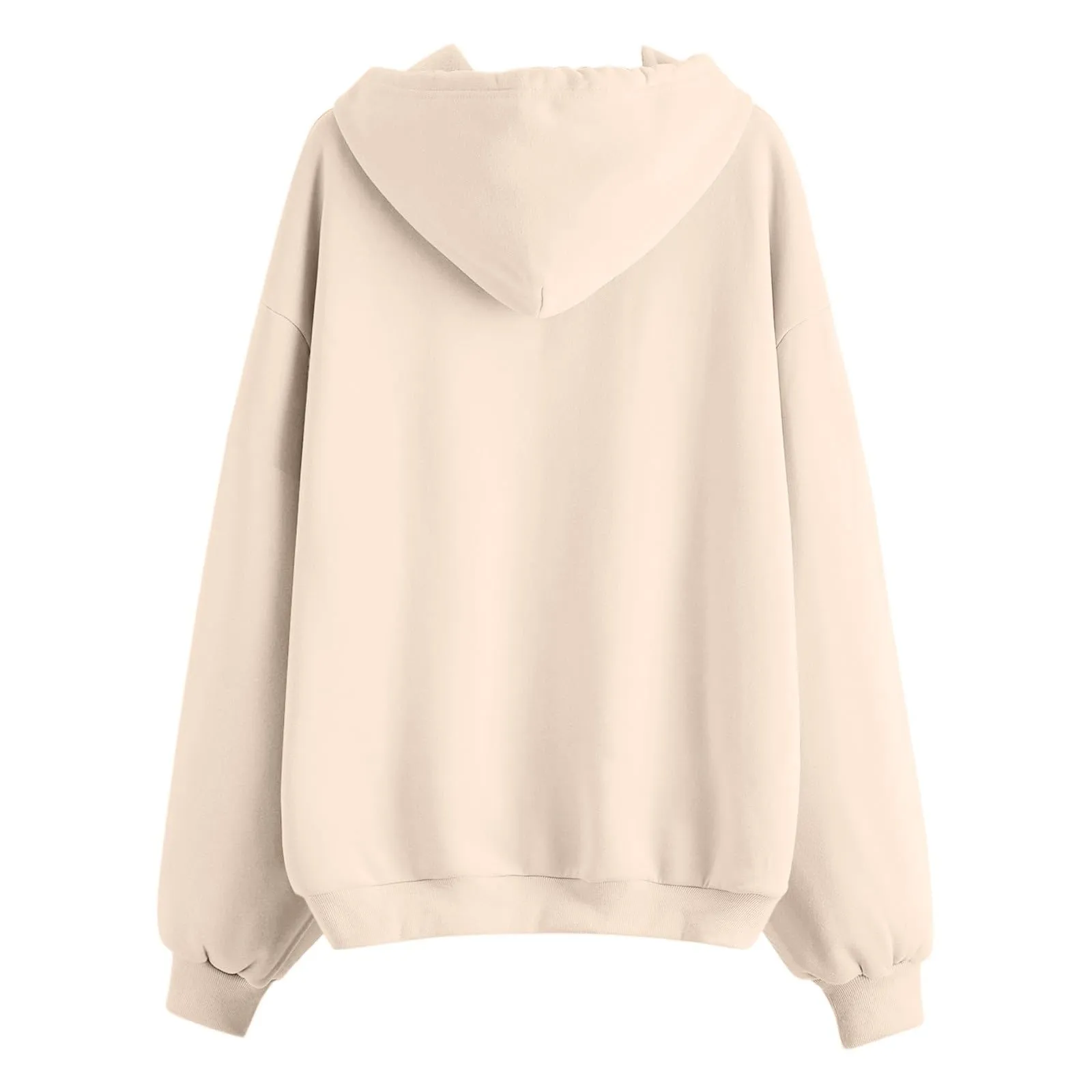 Viunychn Felpa Donna con Zip e Cappuccio, Cotone, Oversize, Tinta Unita - immagine 5