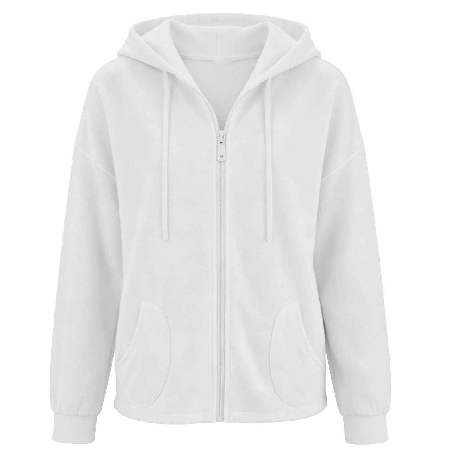 Viunychn Felpa Donna con Zip e Cappuccio, Taglio Oversize, Bianco, XL - immagine 6