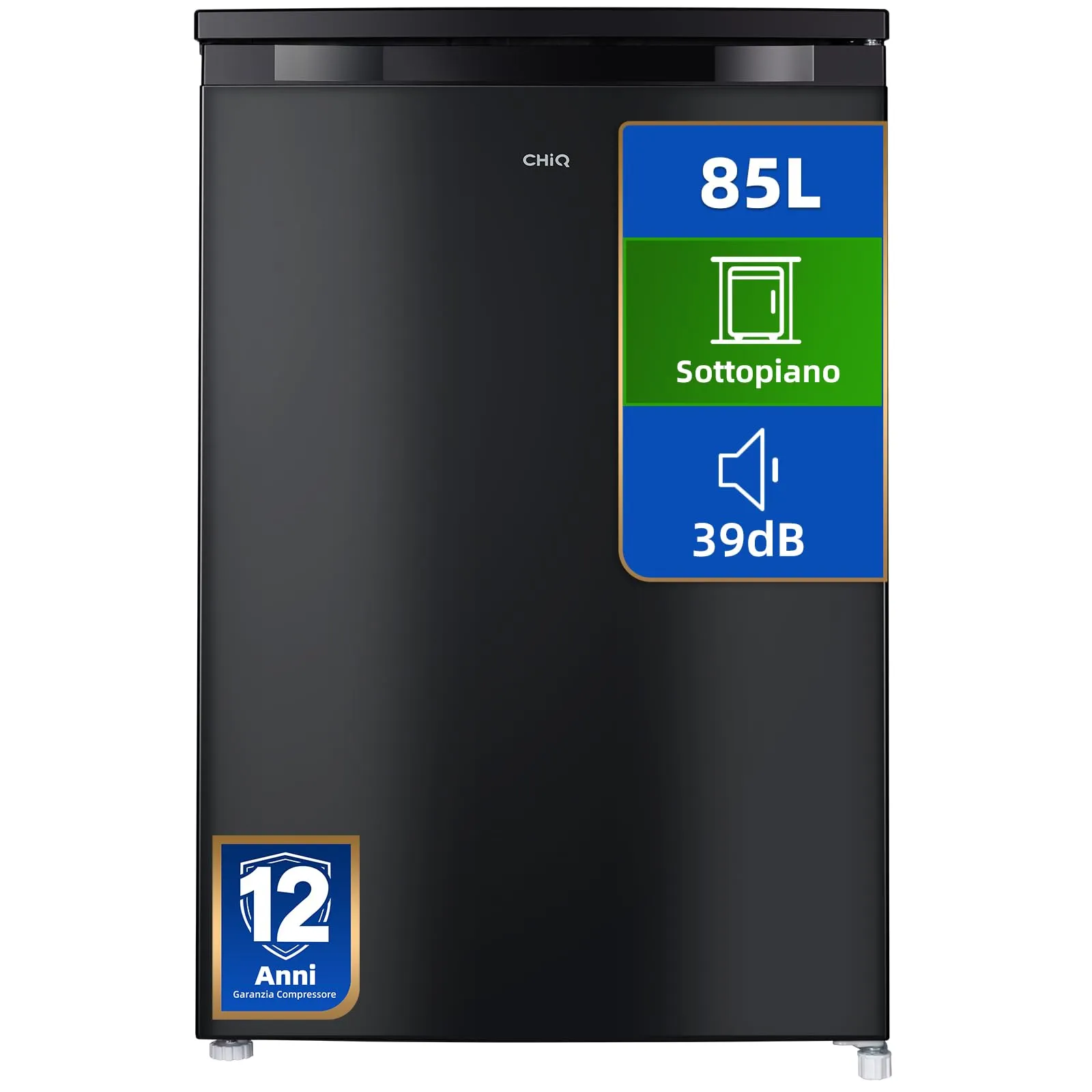 CHiQ CSD90D4D Mini Congelatore Verticale 85L, Nero, Classe D - immagine 1