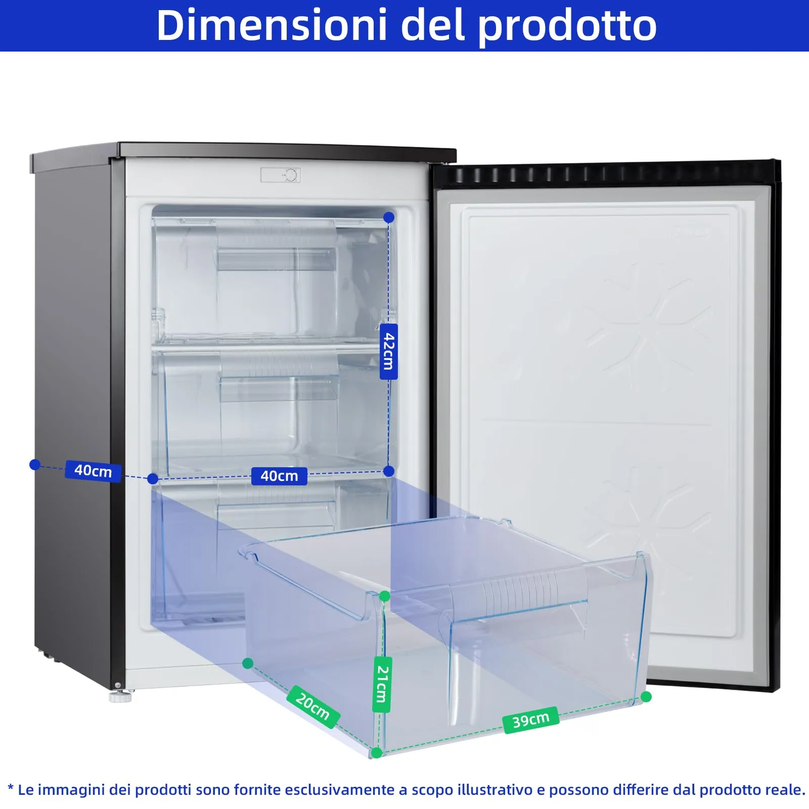 CHiQ CSD90D4D Mini Congelatore Verticale 85L, Nero, Classe D - immagine 4