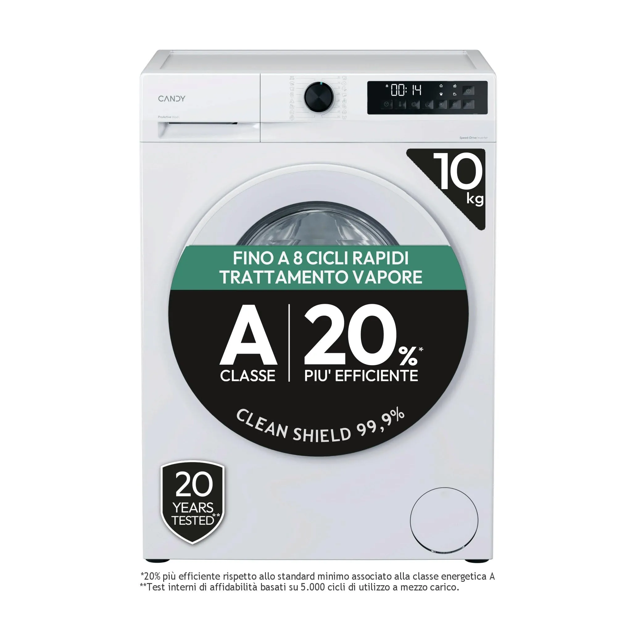 Candy ProWash 300 Lavatrice 10 kg, 1400 Giri, Classe A-20%, Bianca - immagine 1