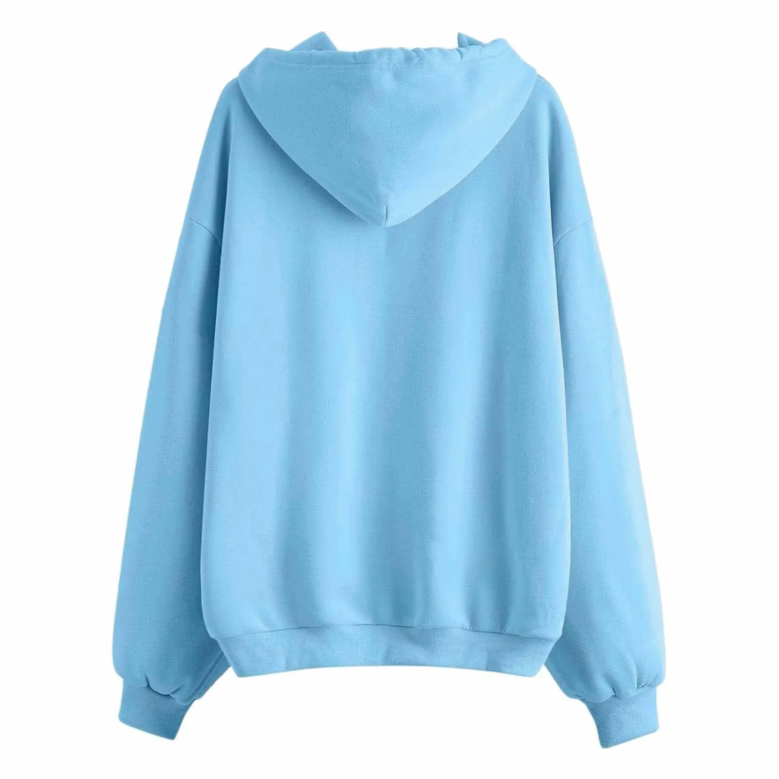Viunychn Felpa Donna con Zip e Cappuccio in Cotone, Taglio Oversize, Blu - immagine 5