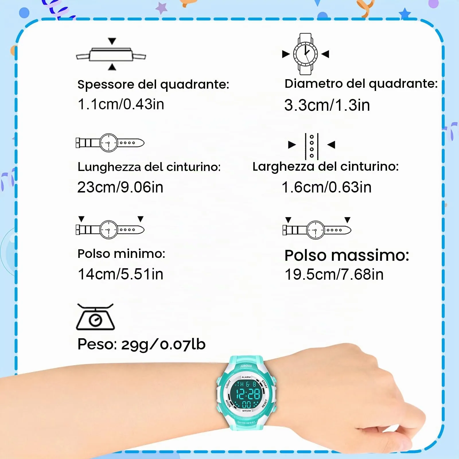 Juboos Orologio Digitale Impermeabile per Bambini, Design Orecchie da Gatto con Luci Colorate, Verde chiaro - bianco - immagine 5