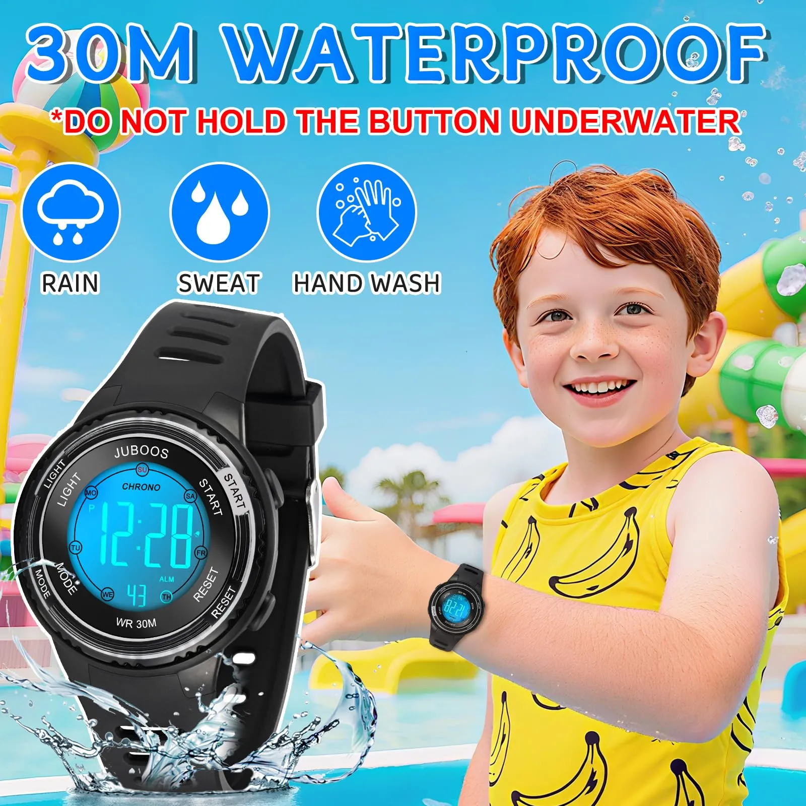 Juboos Orologio Digitale Impermeabile per Bambini con Orecchie da Gatto e 7 Luci Colorate - immagine 5