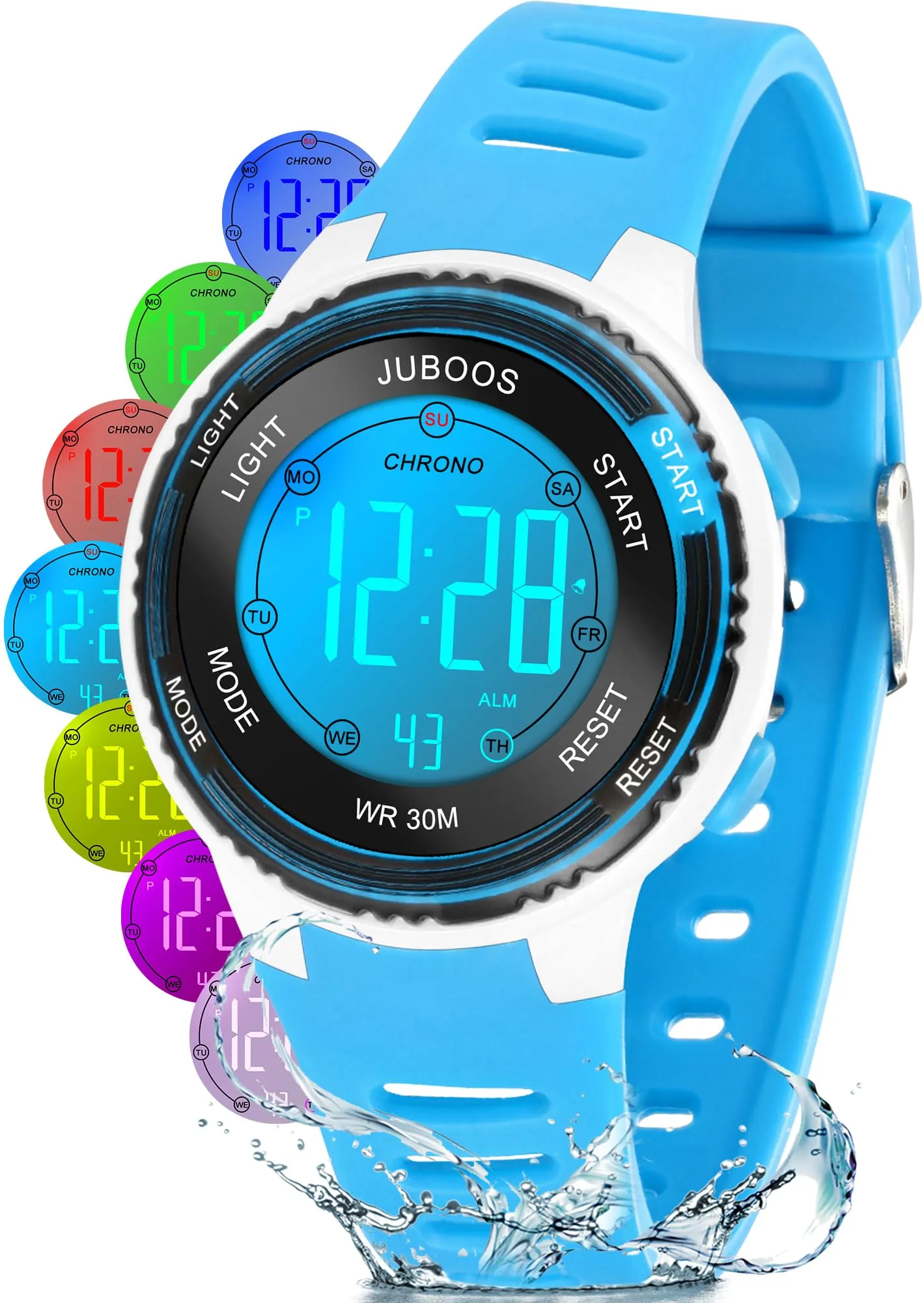 Juboos Orologio Digitale Impermeabile per Bambini con Orecchie da Gatto e 7 Luci Colorate, 4-12 Anni - immagine 1