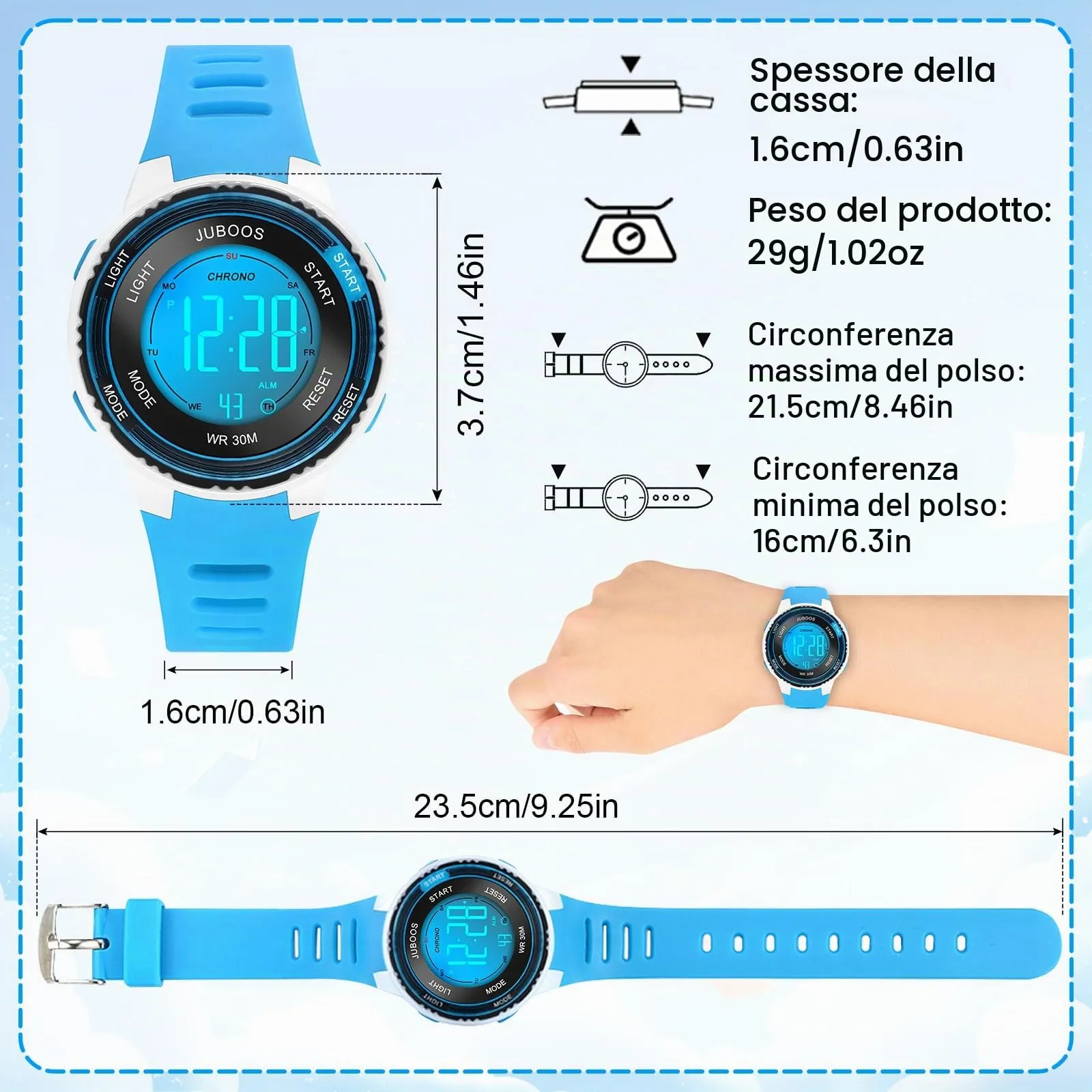 Juboos Orologio Digitale Impermeabile per Bambini con Orecchie da Gatto e 7 Luci Colorate, 4-12 Anni - immagine 5