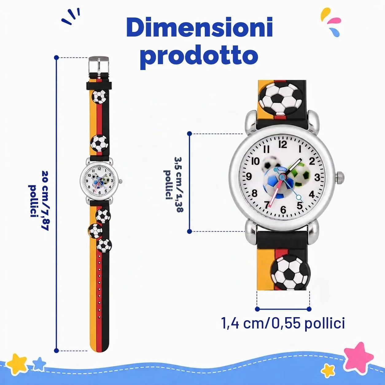 KATELUO Orologio Analogico al Quarzo 3D Cartoon per Bambini 3-12 Anni, Impermeabile - immagine 2
