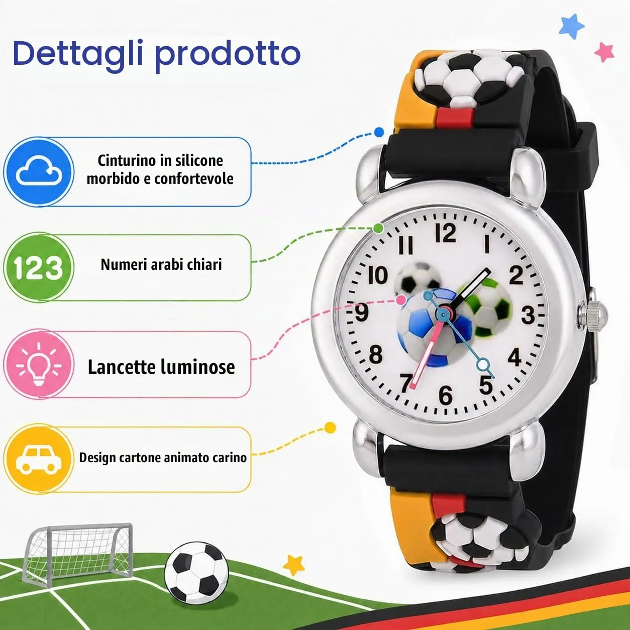 KATELUO Orologio Analogico al Quarzo 3D Cartoon per Bambini 3-12 Anni, Impermeabile - immagine 4