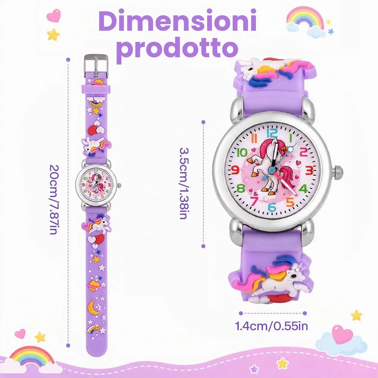 KATELUO Orologio Analogico al Quarzo per Bambini 3-12 Anni, Design 3D Cartone Animato, Impermeabile - immagine 2