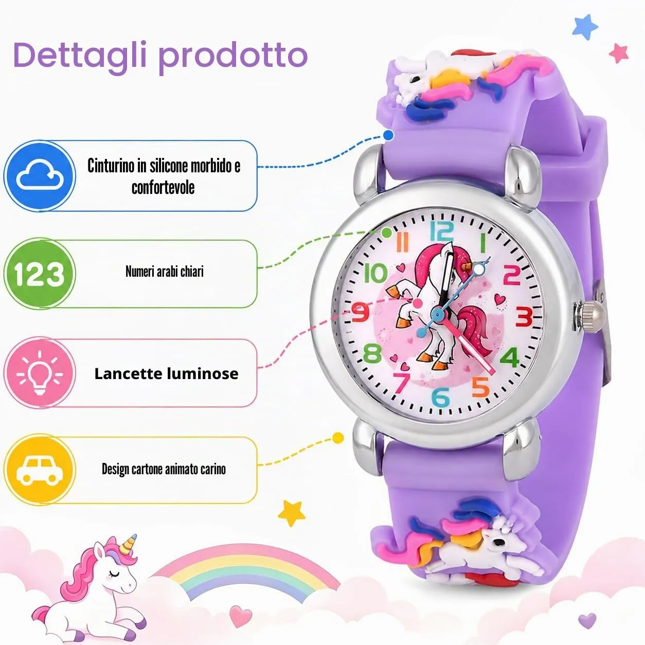 KATELUO Orologio Analogico al Quarzo per Bambini 3-12 Anni, Design 3D Cartone Animato, Impermeabile - immagine 4