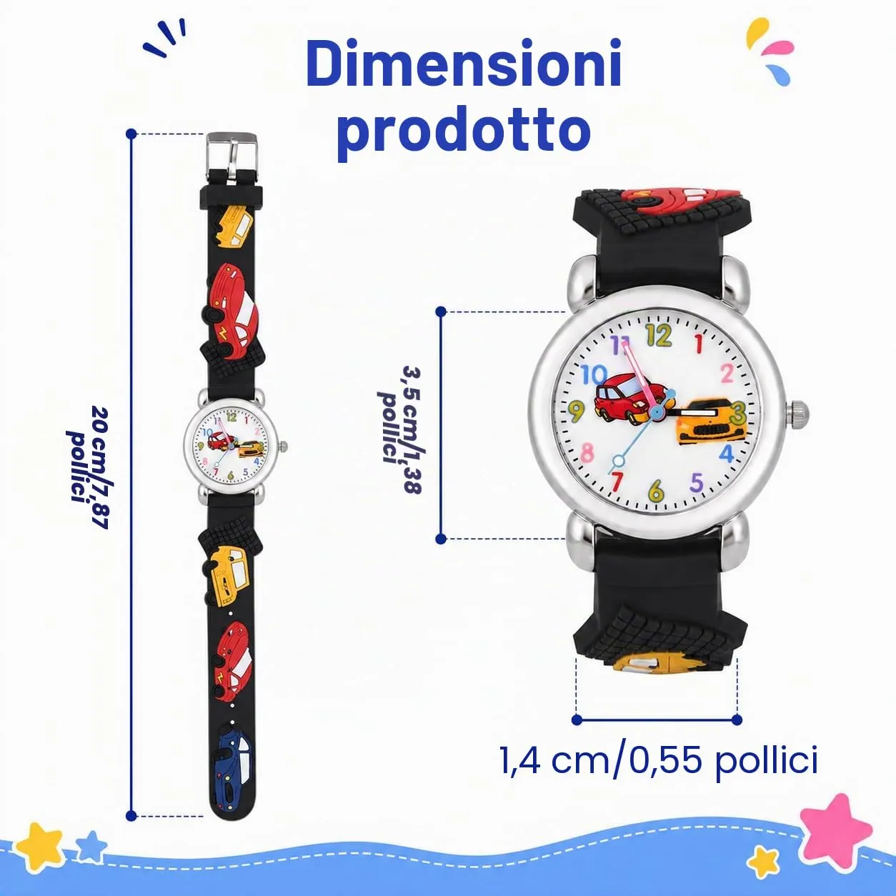 KATELUO Orologio Analogico al Quarzo 3D Cartoon per Bambini e Ragazzi, Impermeabile, 3-12 Anni - immagine 2