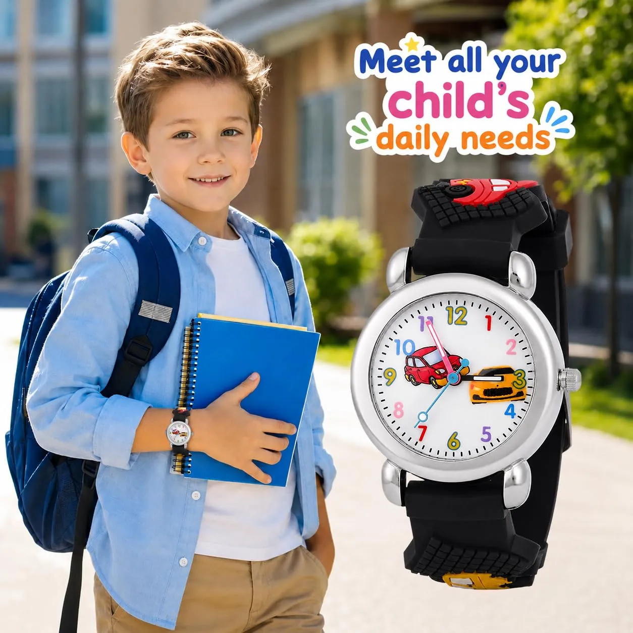 KATELUO Orologio Analogico al Quarzo 3D Cartoon per Bambini e Ragazzi, Impermeabile, 3-12 Anni - immagine 5