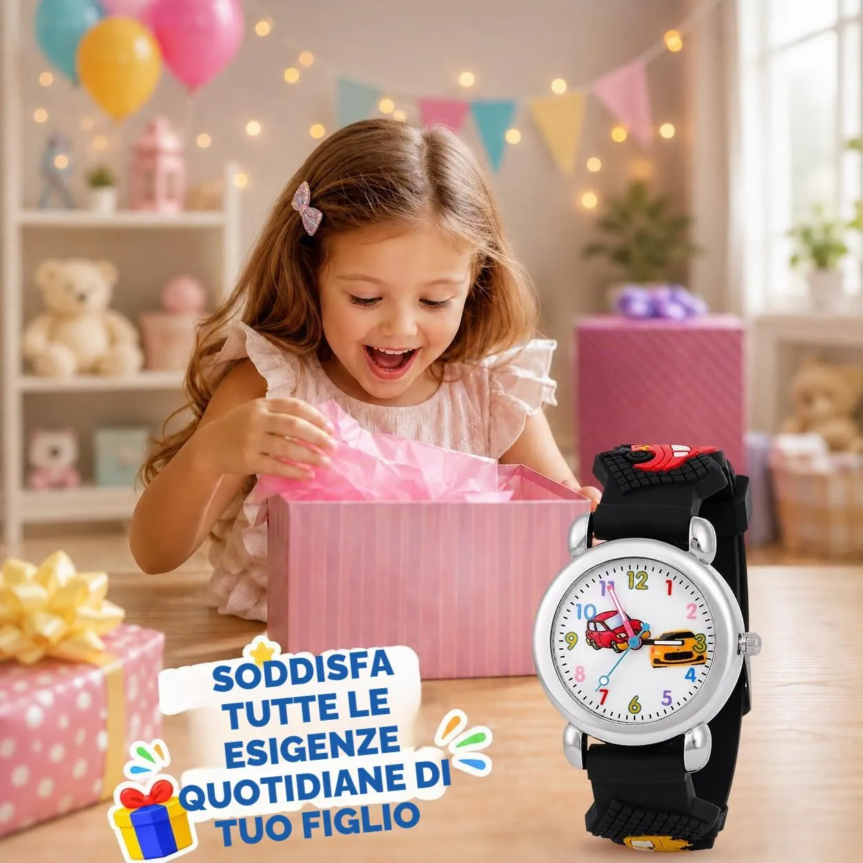 KATELUO Orologio Analogico al Quarzo 3D Cartoon per Bambini e Ragazzi, Impermeabile, 3-12 Anni - immagine 6