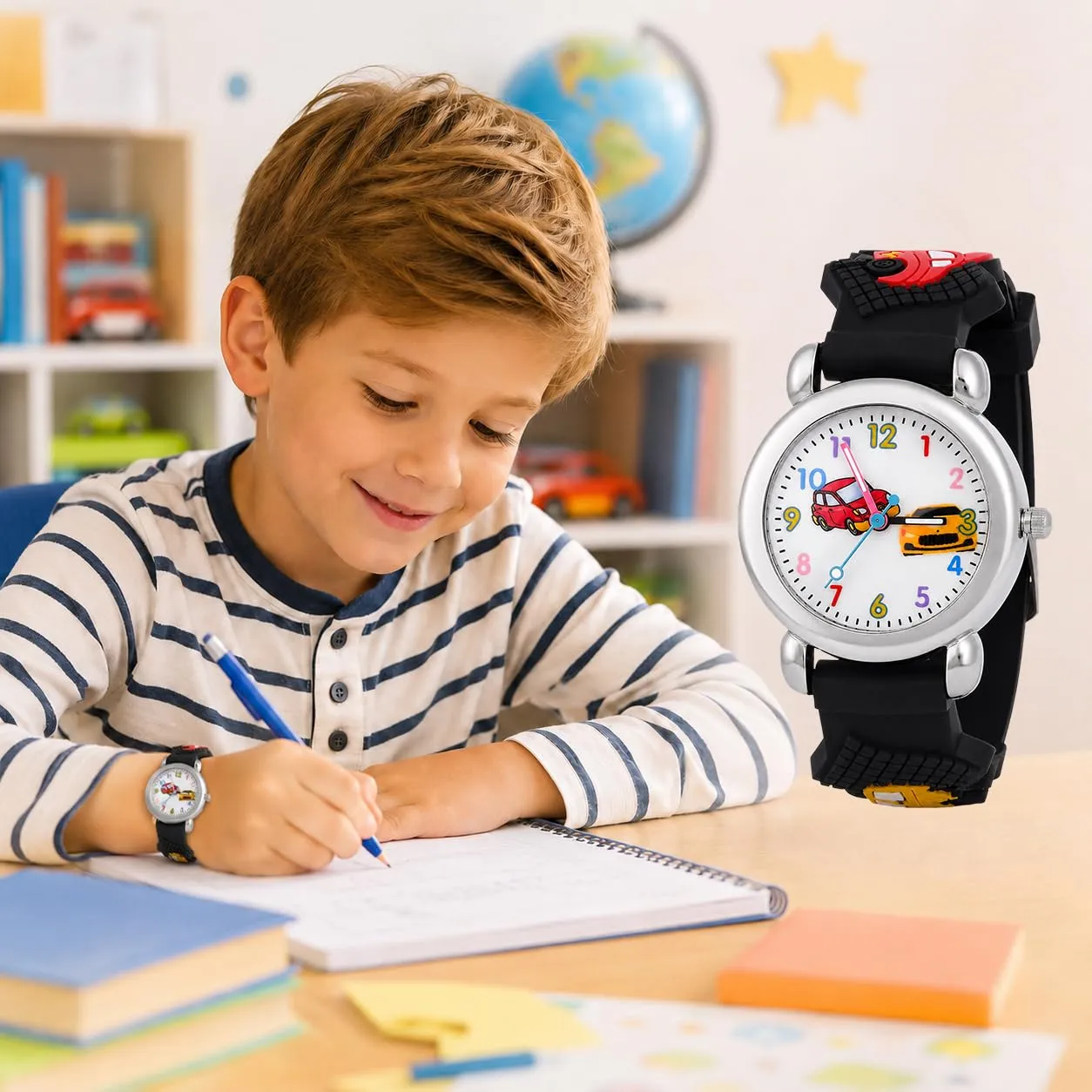 KATELUO Orologio Analogico al Quarzo 3D Cartoon per Bambini e Ragazzi, Impermeabile, 3-12 Anni - immagine 7