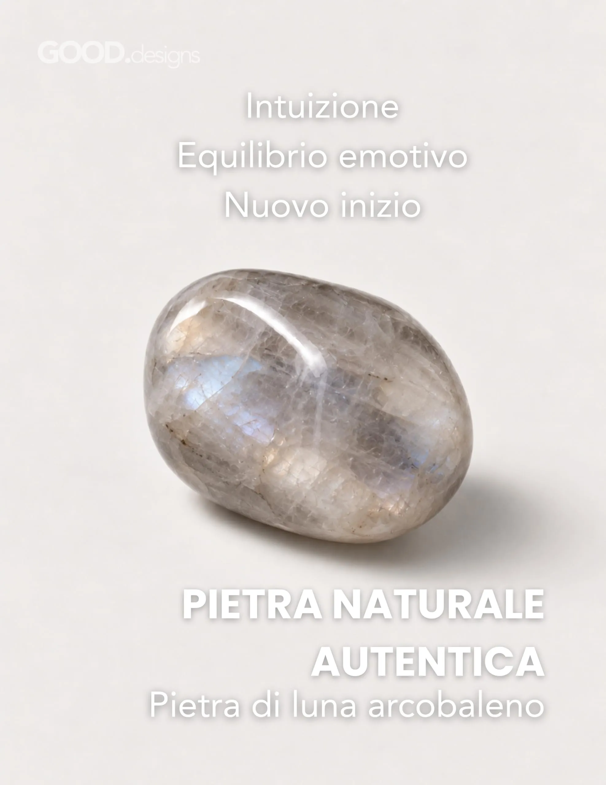 GD GOOD.designs Collana in Pietra di Luna Arcobaleno, Perle Naturali Sfaccettate 4 mm, Placcatura Oro 18K, 40–45 cm - immagine 2