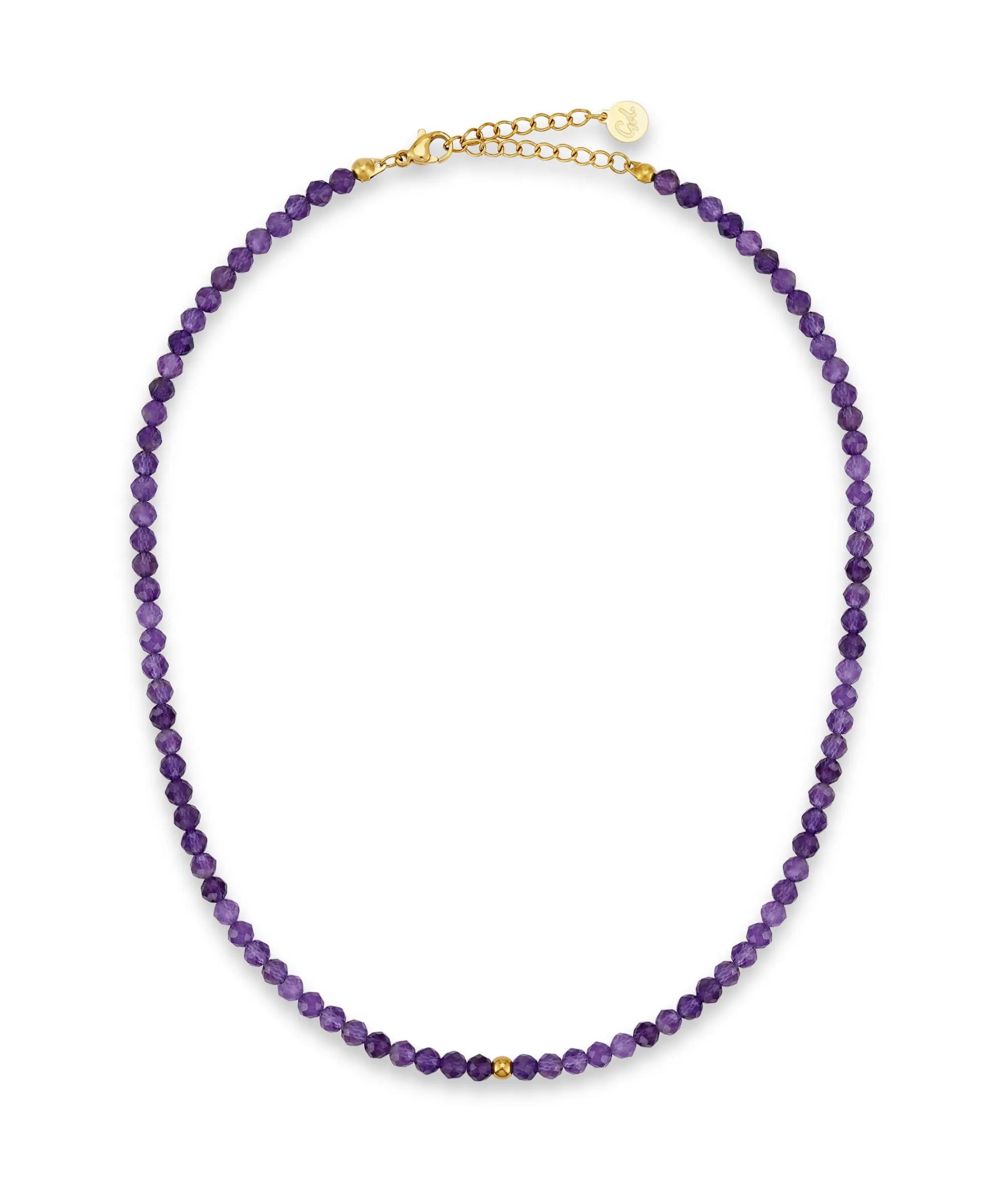 GD GOOD.designs Collana di perle in ametista naturale sfaccettata 4 mm, placcatura in oro 18K, 40–45 cm, lilla - immagine 1