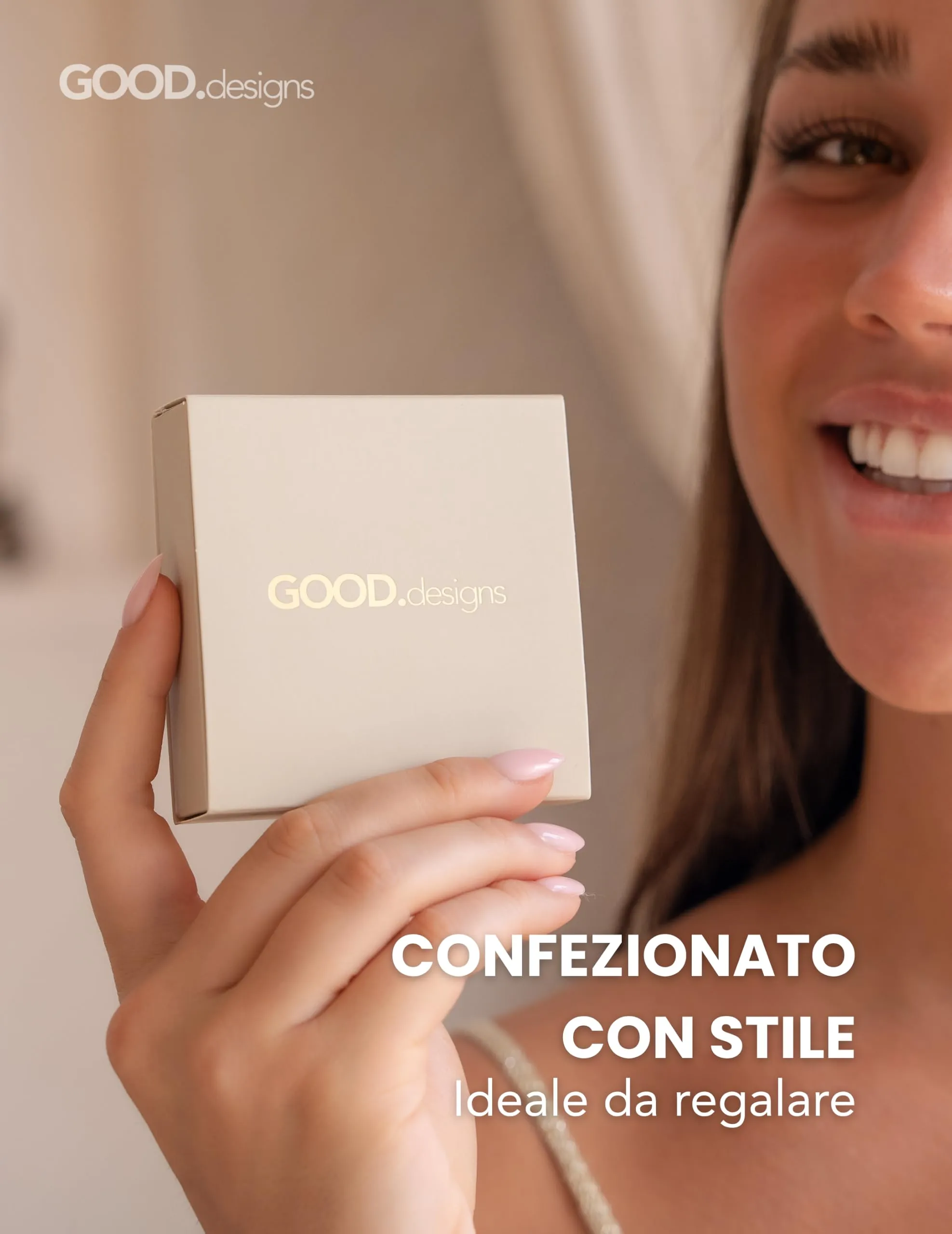 GD GOOD.designs Collana in acquamarina con pietre naturali sfaccettate da 4 mm e placcatura in oro 18K, 40–45 cm, Blu - immagine 6