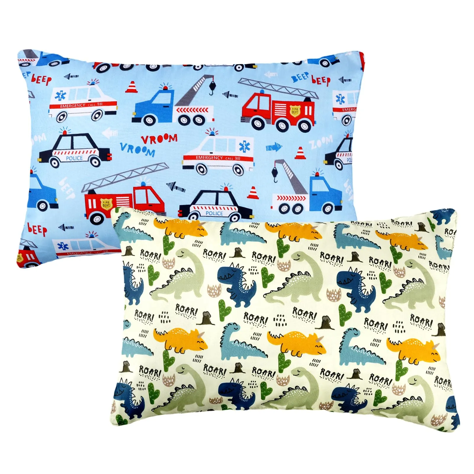 Vicloon Federe per Cuscini per Bambini, 2 Pezzi 40x60 cm, 100% Cotone, Modello Dinosauro - immagine 1