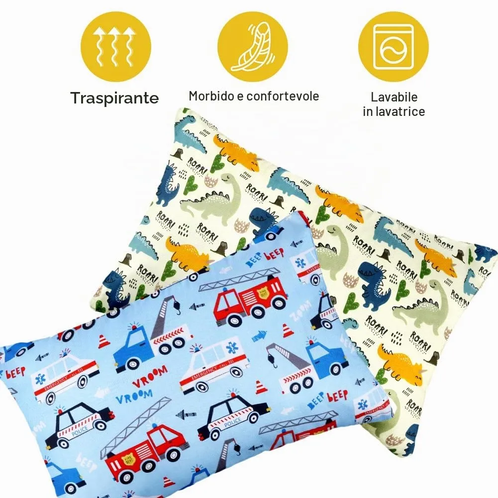 Vicloon Federe per Cuscini per Bambini, 2 Pezzi 40x60 cm, 100% Cotone, Modello Dinosauro - immagine 4