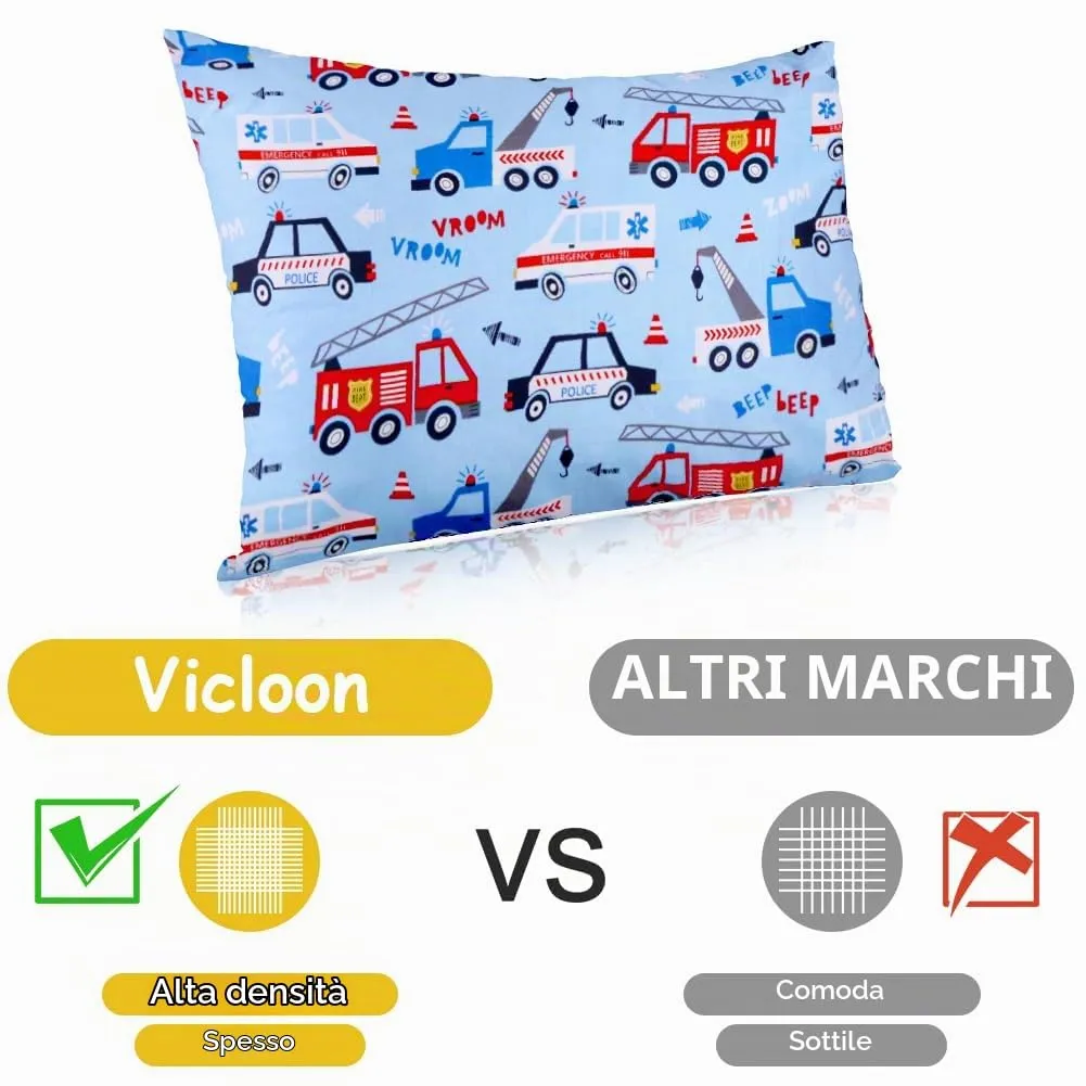 Vicloon Federe per Cuscini per Bambini, 2 Pezzi 40x60 cm, 100% Cotone, Modello Dinosauro - immagine 5