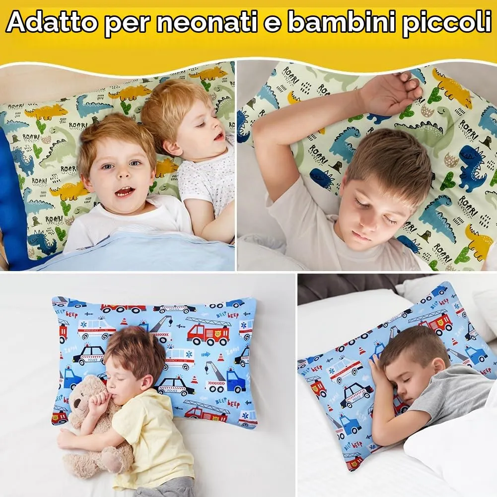 Vicloon Federe per Cuscini per Bambini, 2 Pezzi 40x60 cm, 100% Cotone, Modello Dinosauro - immagine 6