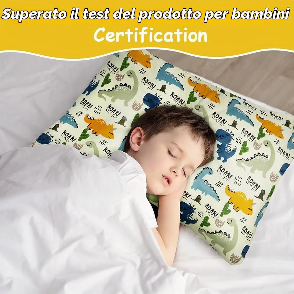 Vicloon Federe per Cuscini per Bambini, 2 Pezzi 40x60 cm, 100% Cotone, Modello Dinosauro - immagine 7