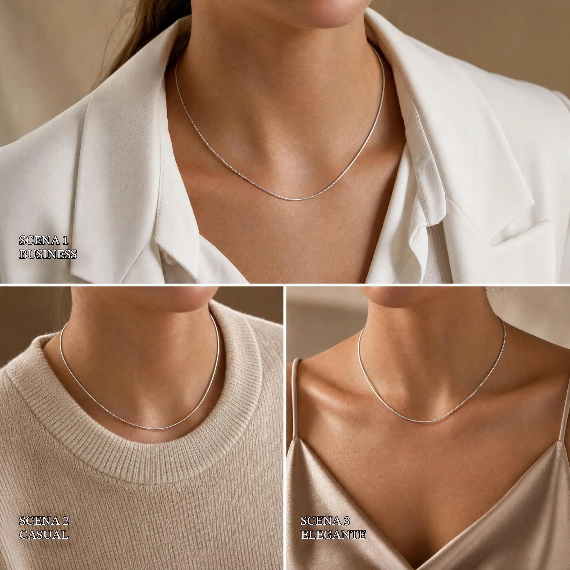BAROROBA Collana da donna in argento Sterling 925 a forma di serpente senza ciondolo, Argento - immagine 4