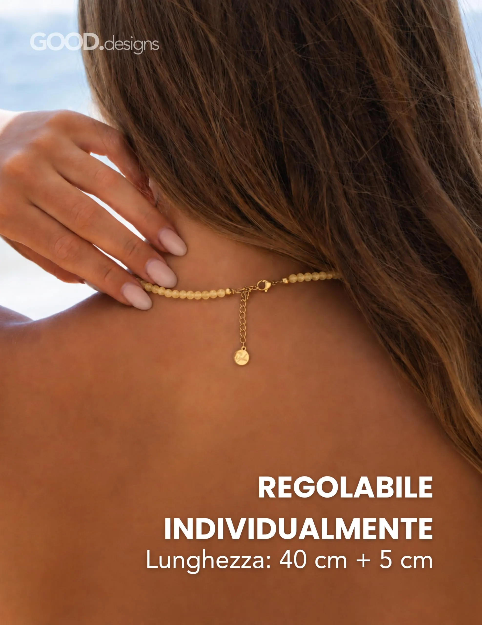 GD GOOD.designs Collana in Citrino in pietre naturali sfaccettate 4 mm, 40-45 cm - immagine 4