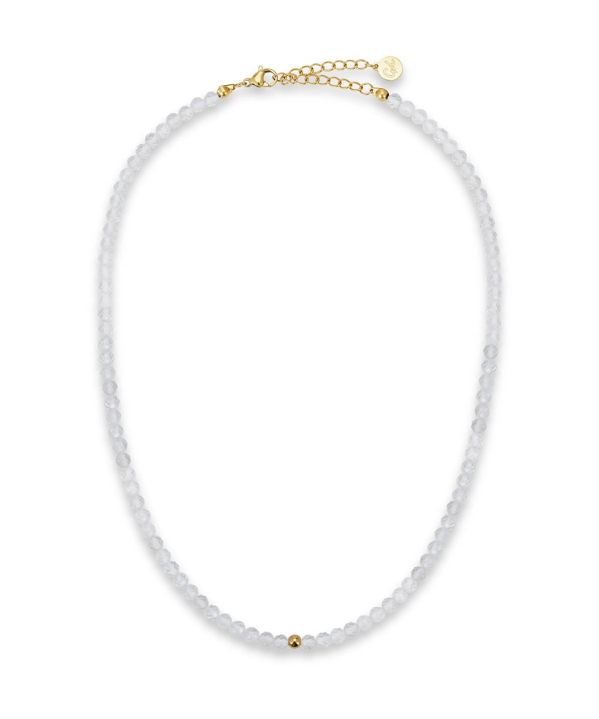 GD GOOD.designs Collana di perle in cristallo di rocca naturale sfaccettato 4 mm, 40-45 cm - immagine 1