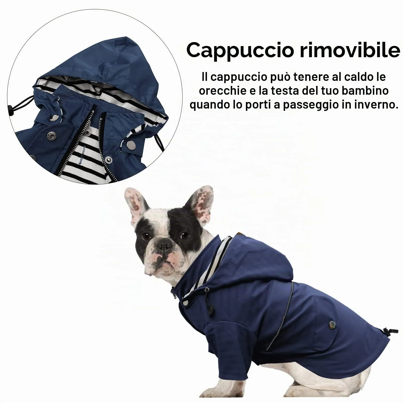 Morezi Impermeabile per Cani con Cappuccio Staccabile, Blu Scuro, XS - immagine 5