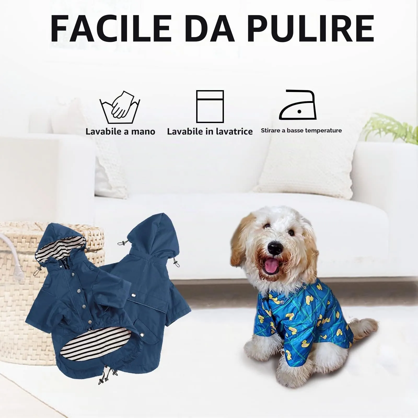 Morezi Impermeabile per Cani con Cappuccio Staccabile, Blu Scuro, XS - immagine 7