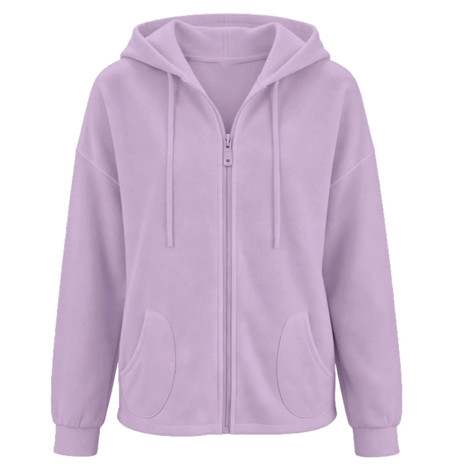 Viunychn Felpa Donna con Zip e Cappuccio, Cotone Manica Lunga, Oversize Tinta Unita - immagine 7