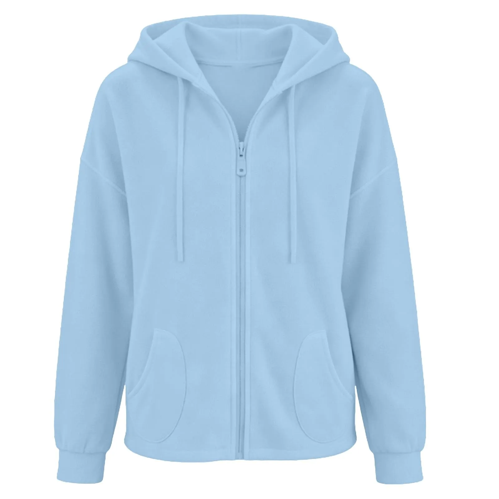 Viunychn Felpa Donna con Zip e Cappuccio in Cotone, Oversize, Tinta Unita - immagine 6