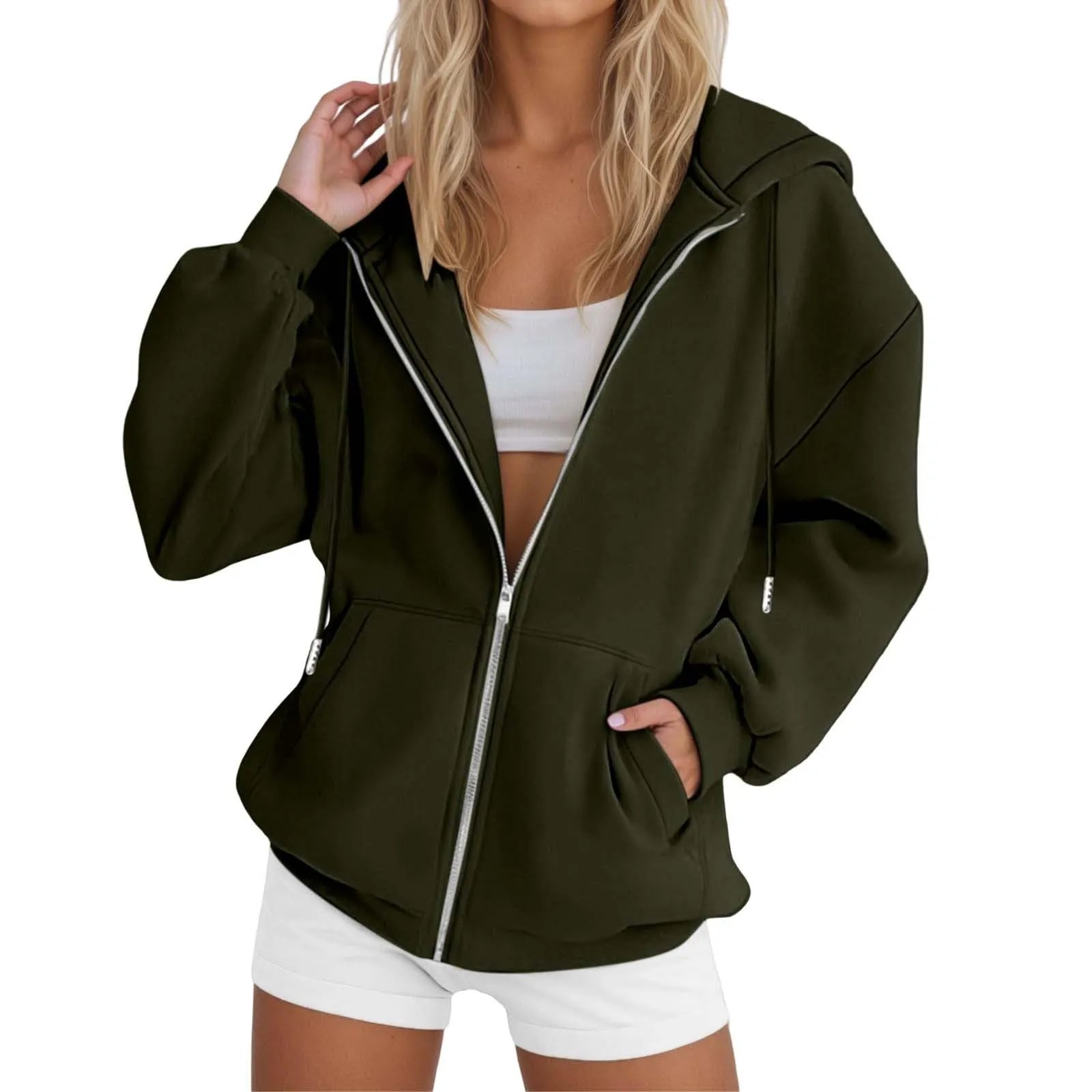 Generico Felpa Donna con Zip e Cappuccio Classic Sweatshirt - immagine 1