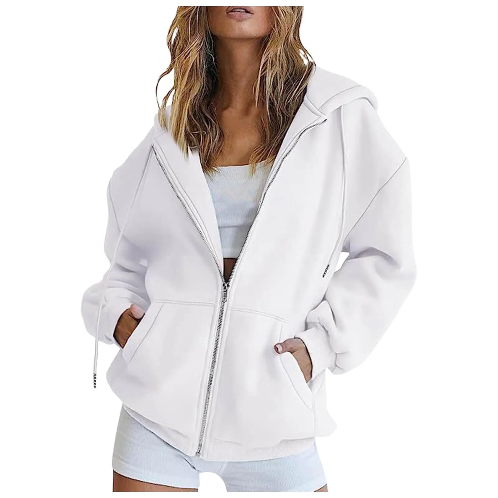 Generico Felpa Donna con Zip e Cappuccio Classic Sweatshirt - immagine 2