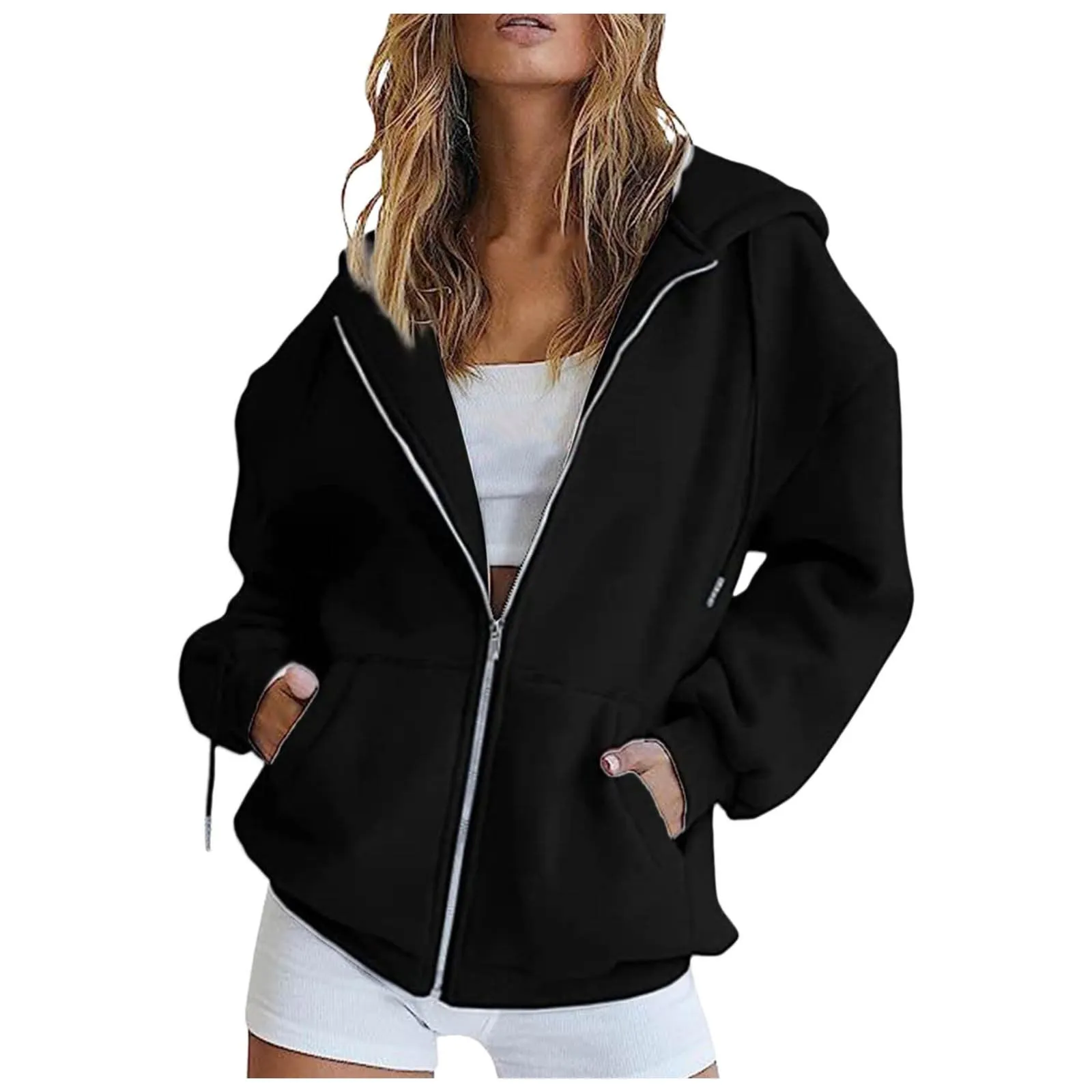 Generico Felpa Donna con Zip e Cappuccio Classic Sweatshirt - immagine 1