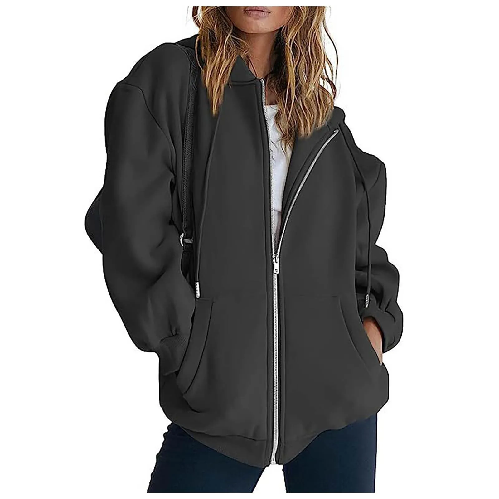 Generico Felpa Donna con Zip e Cappuccio Classic Sweatshirt - immagine 1