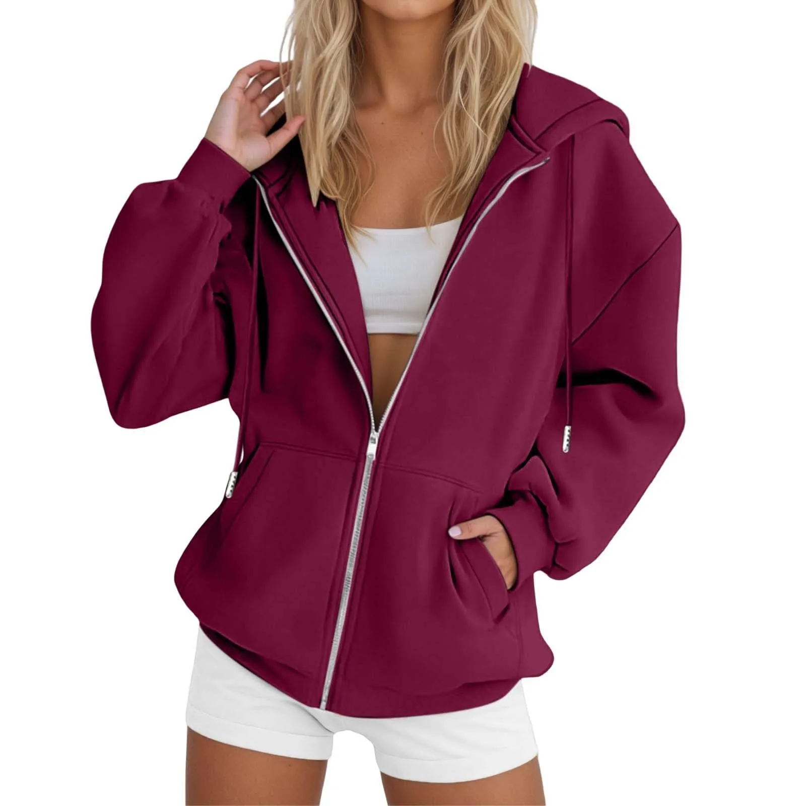 Generico Felpa Donna con Zip e Cappuccio Classic Sweatshirt - immagine 1