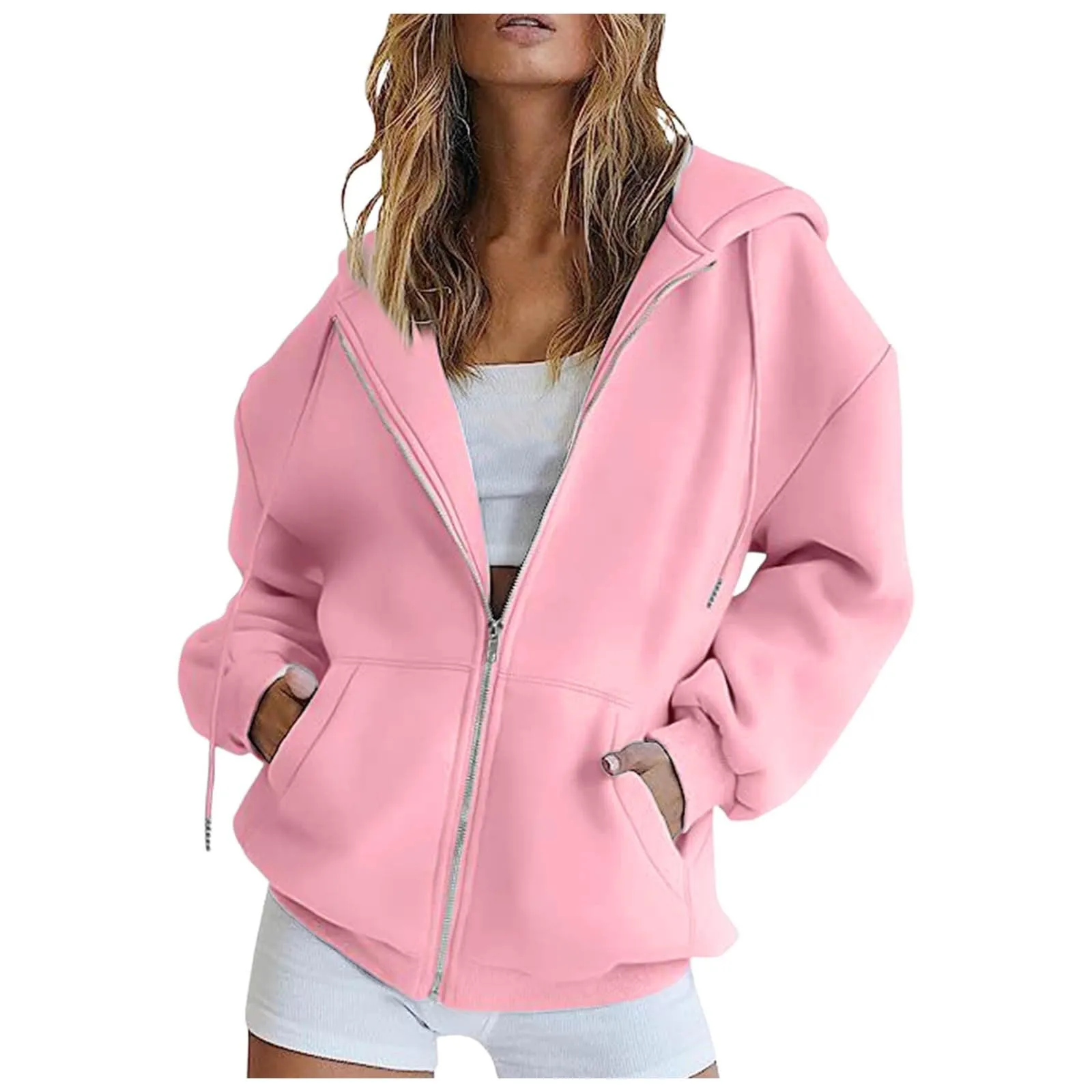 Generico Felpa Donna con Zip e Cappuccio Classic Sweatshirt - immagine 1