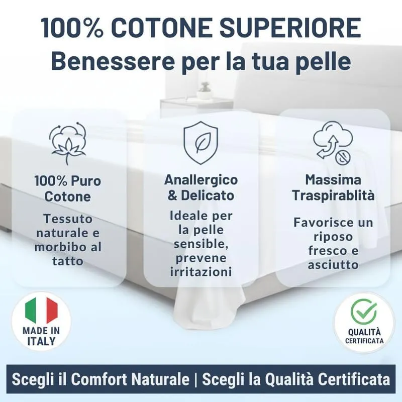 NARCISO Lenzuolo con Angoli Singolo 100% Cotone 90x200+30 cm, Bianco - immagine 2