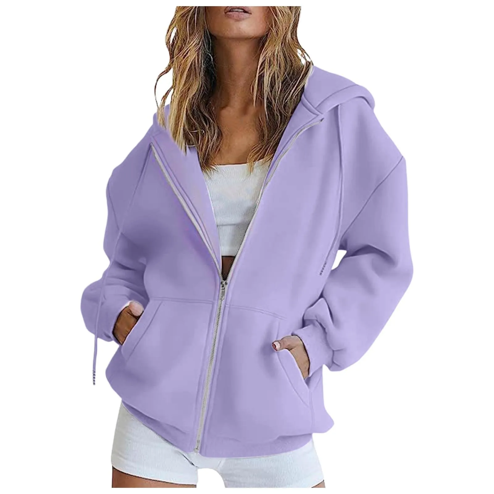 Felpa Donna con Zip e Cappuccio Classic Sweatshirt - immagine 2
