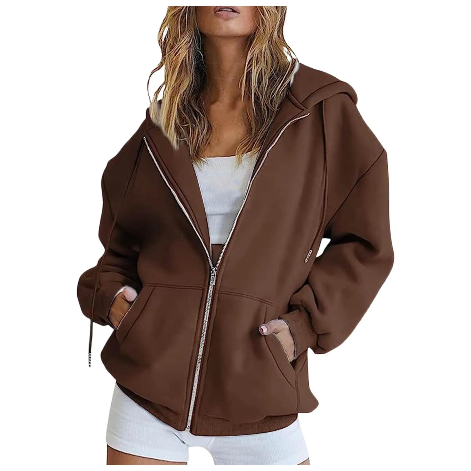 Generico Felpa Donna con Zip e Cappuccio Classic Sweatshirt - immagine 2