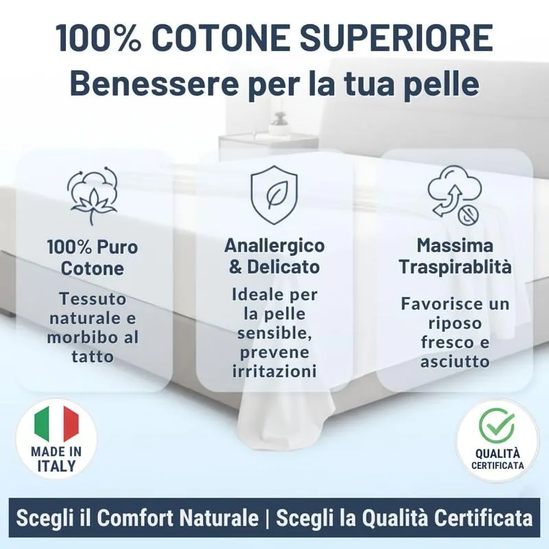 NARCISO Lenzuolo con Angoli Singolo 100% Cotone 90x200+30 cm (Ottanio) - immagine 2