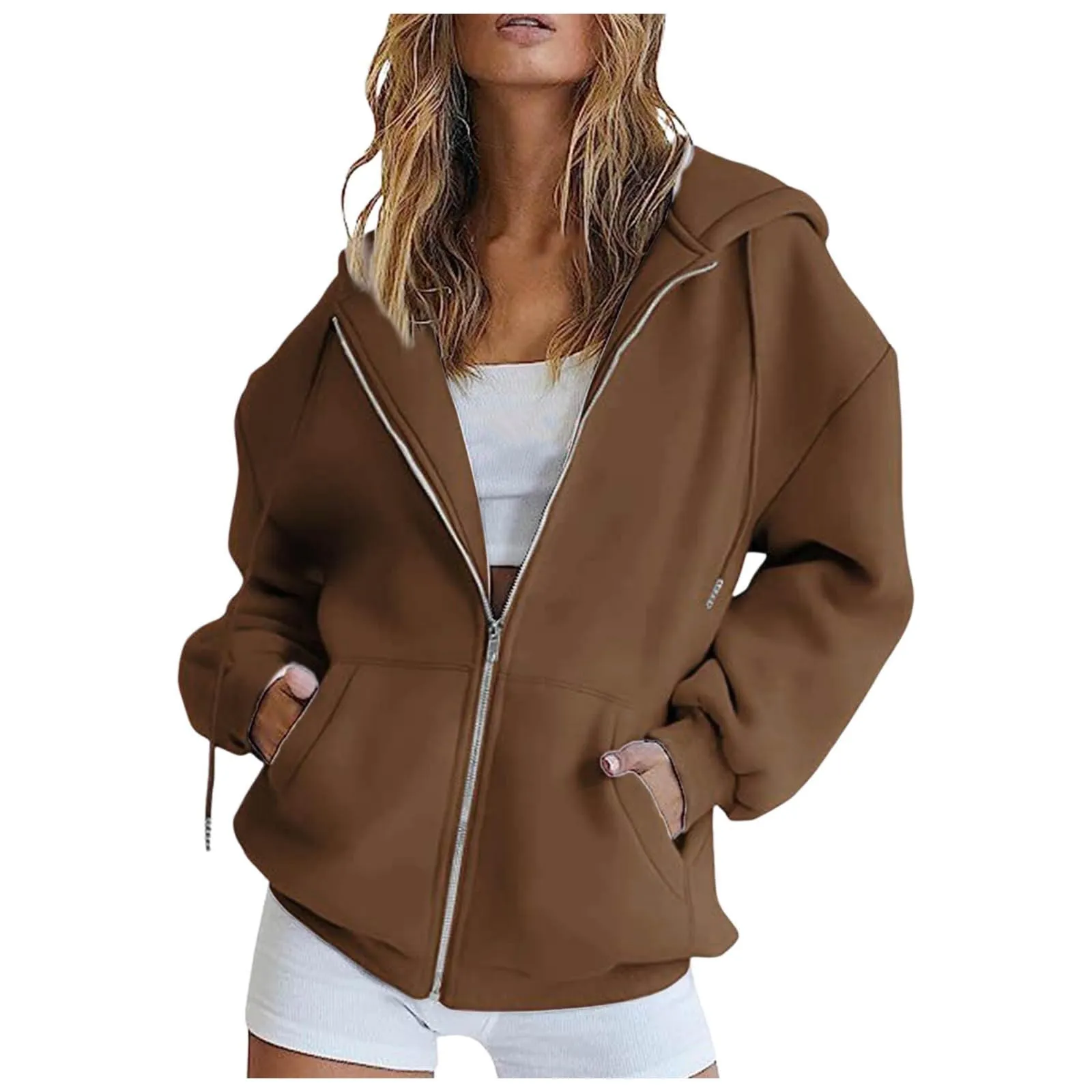 Generico Felpa Donna con Zip e Cappuccio Classic Sweatshirt - immagine 2