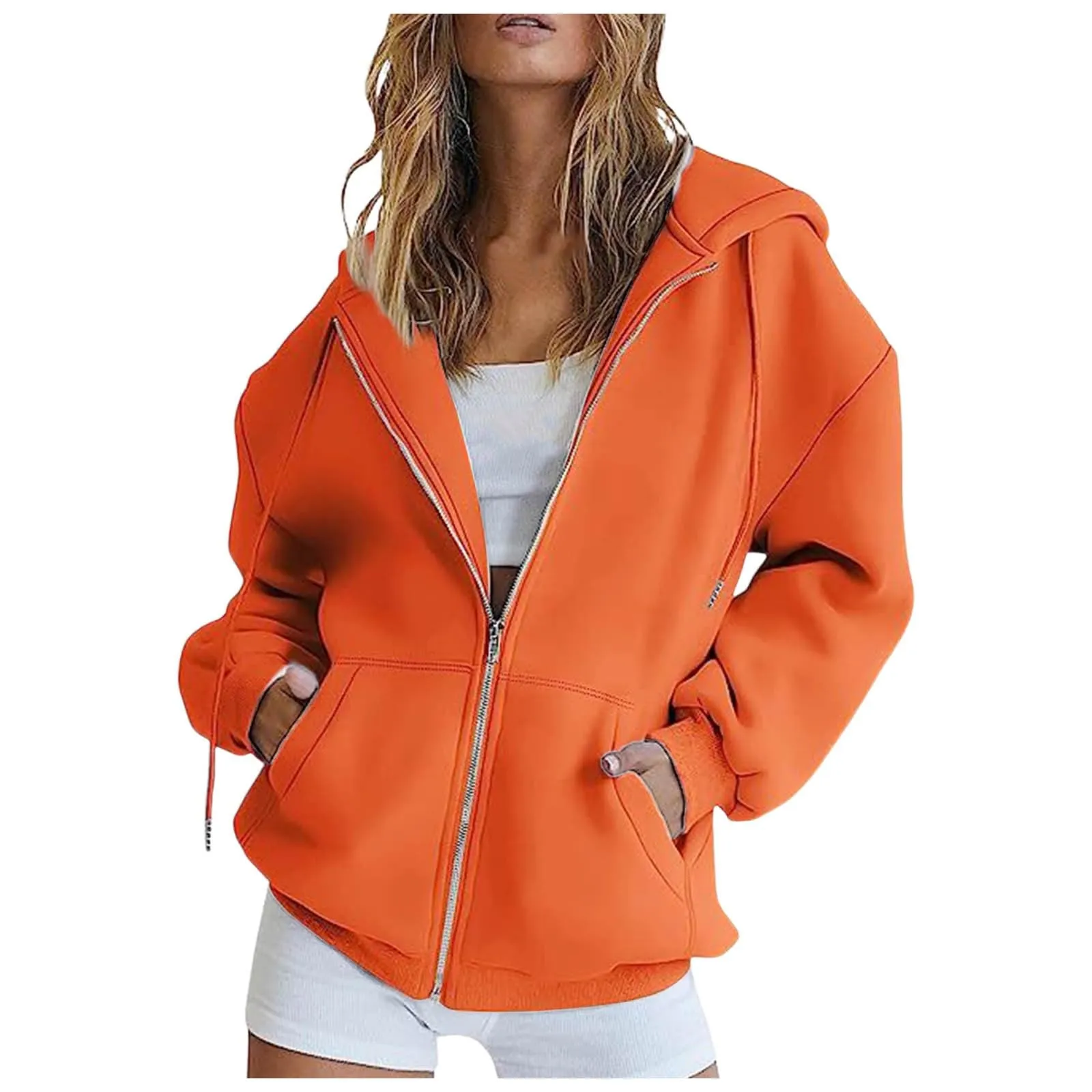 Generico Felpa Donna con Zip e Cappuccio Classic Sweatshirt - immagine 2