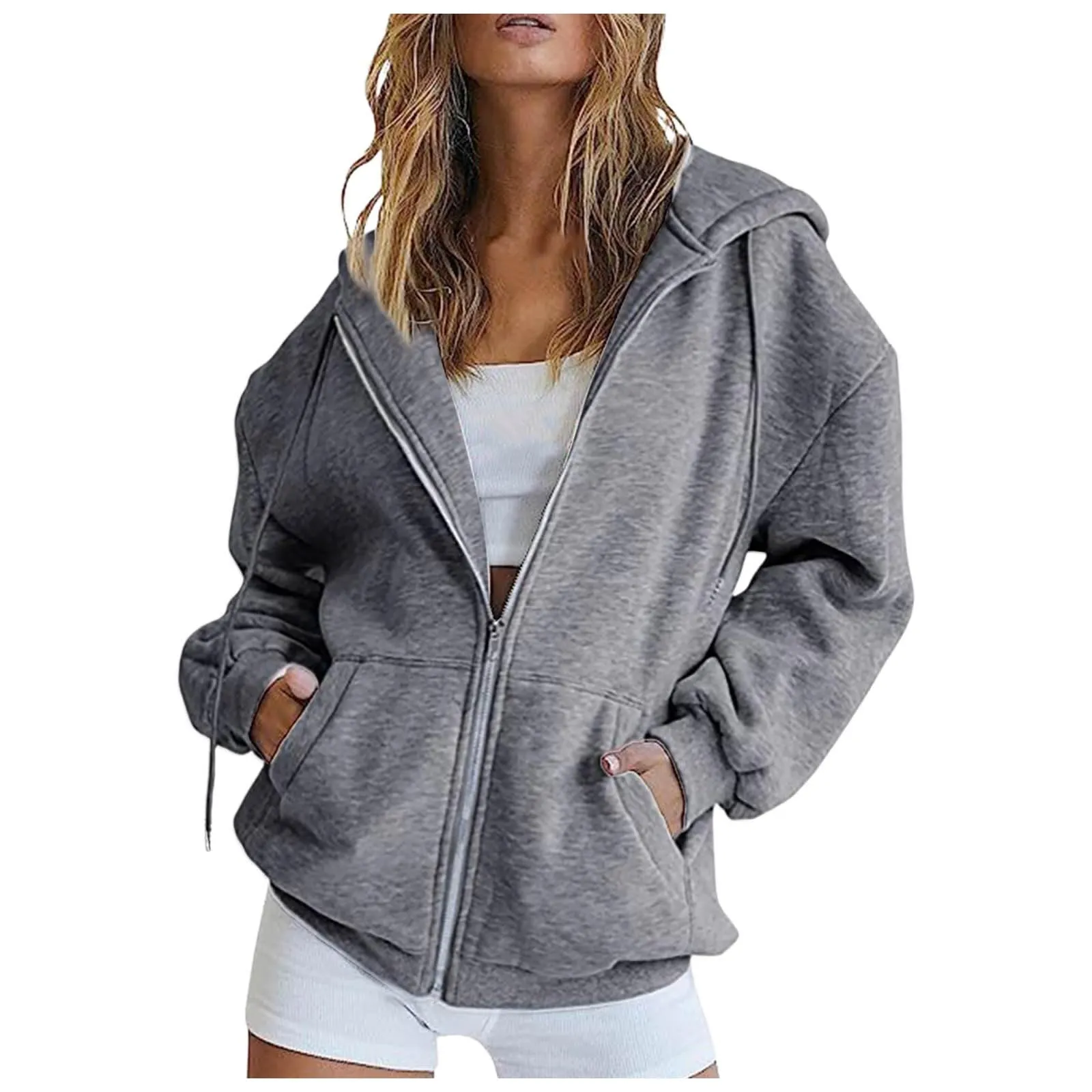 Generico Felpa Donna con Zip e Cappuccio Classic Sweatshirt - immagine 1