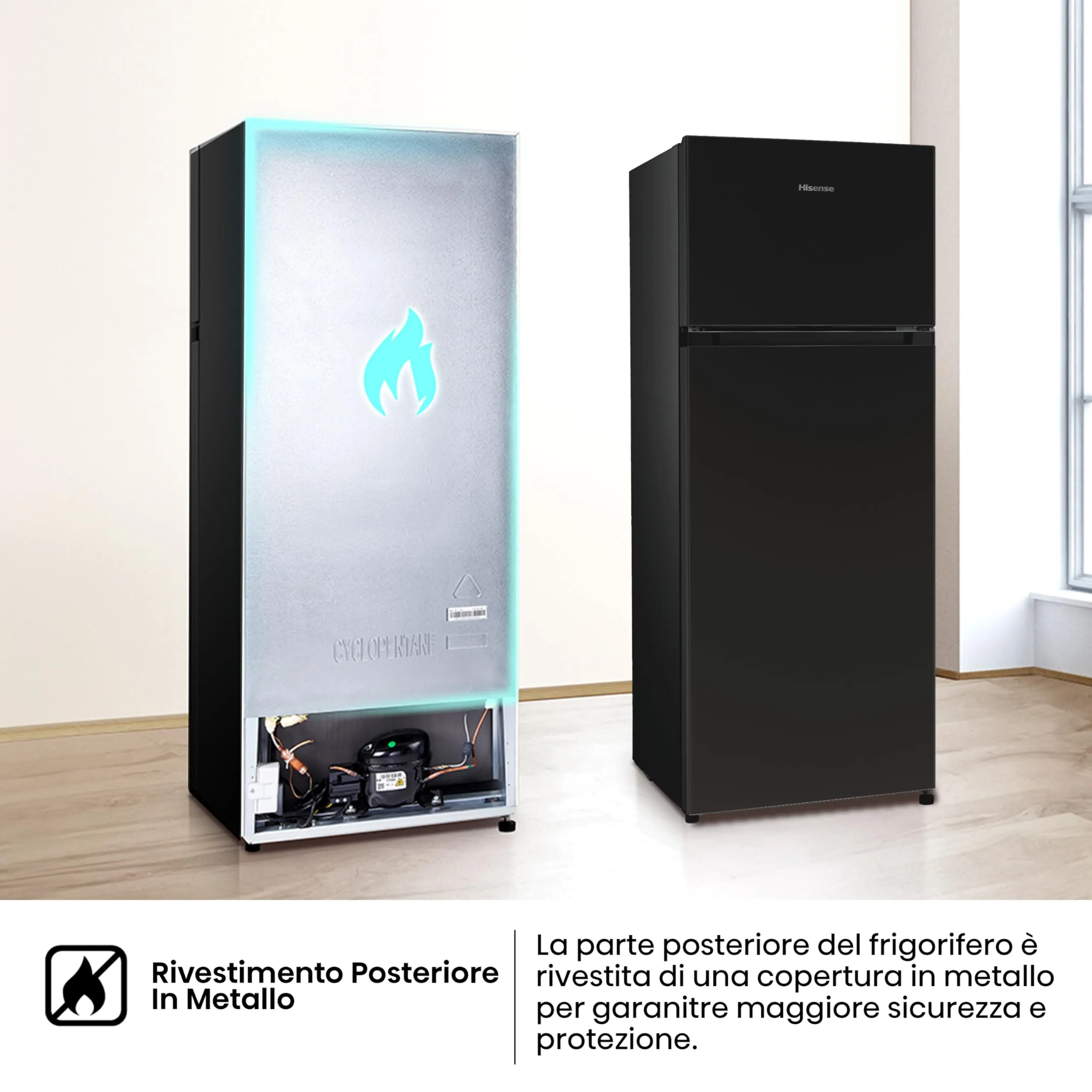 Hisense RT267D4ABE Frigorifero Doppia Porta, 206 L, Nero - immagine 8