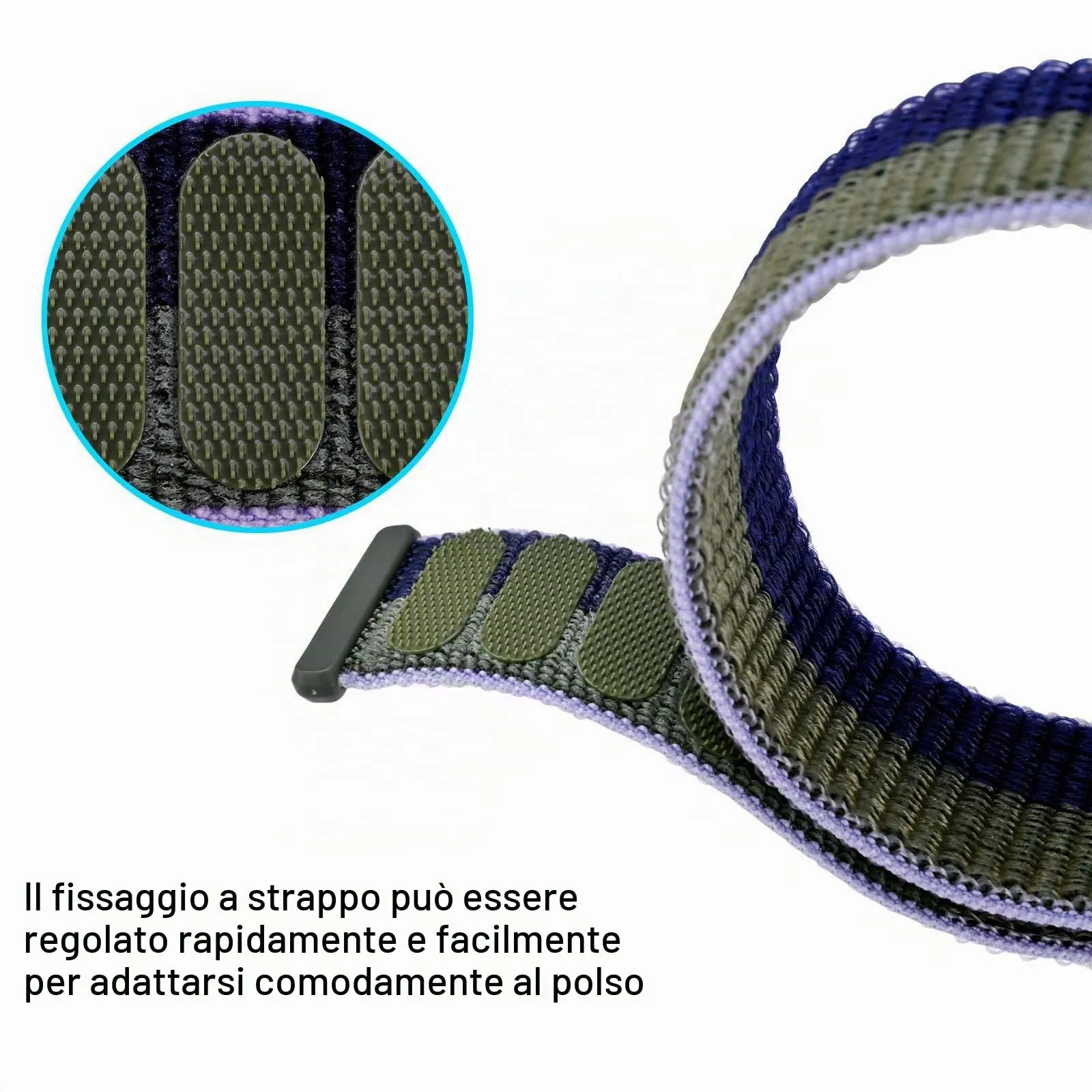 ANNEFIT Cinturino in Nylon 22mm, 2 Pezzi Regolabile a Sgancio Rapido (Nero e Blu Verde) - immagine 3